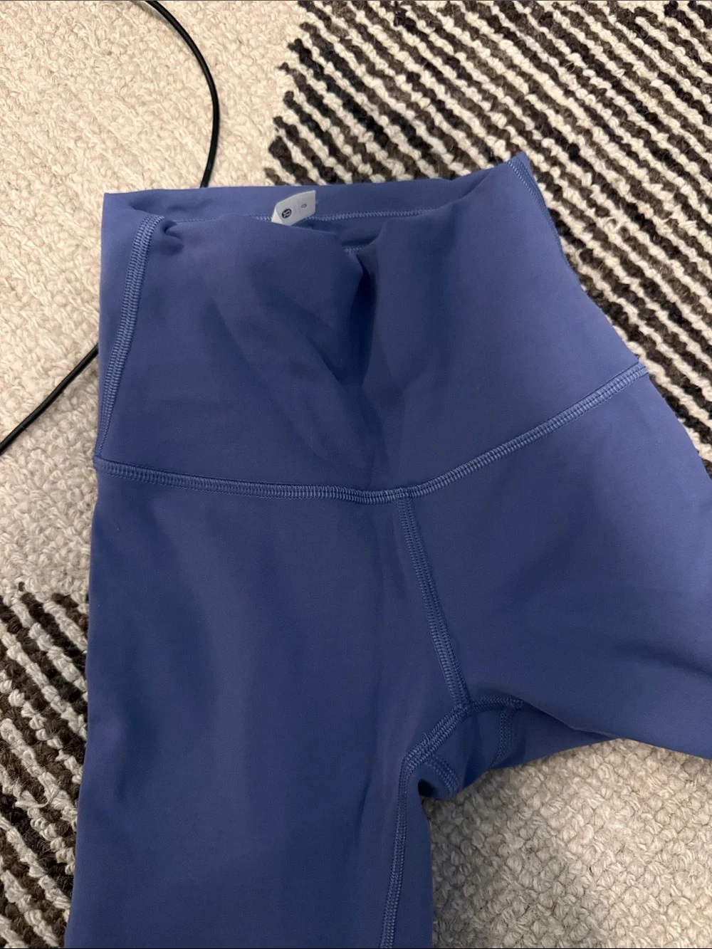 Light blue Lululemon soft but stretchy/ wunder under material. 28 inch inseam